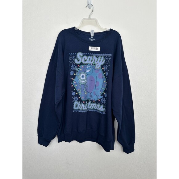 Disney Monsters Inc Scary Christmas Crewneck Sweater Navy XXXL 3XL Unisex NEW - Picture 1 of 7
